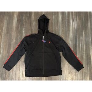 Delta Airlines Mens Black Full Zip Hoodie Red Sleeve Stripe Uniform NWT XL